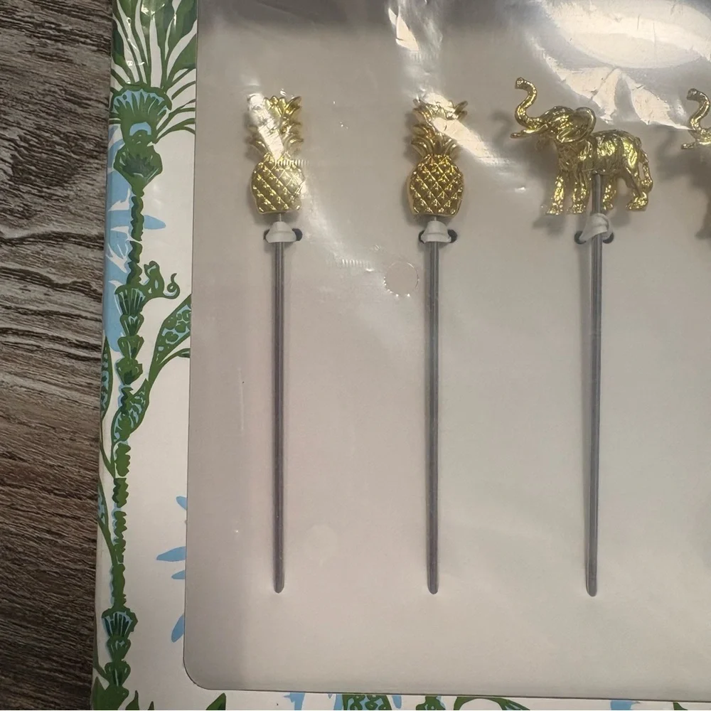 Lilly Pulitzer Gold Metallic Appetizer Sticks NWT